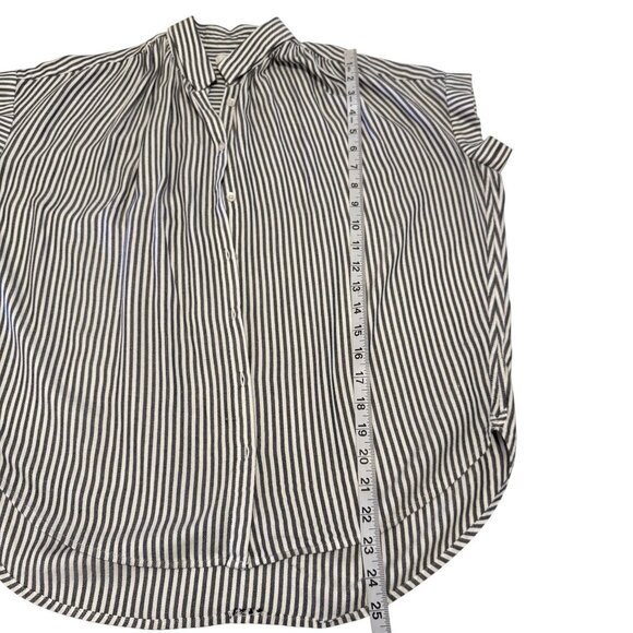 Madewell Womens Central Drapey Gray Striped Button Down Collared Shirt Size XXS - Picture 9 of 9